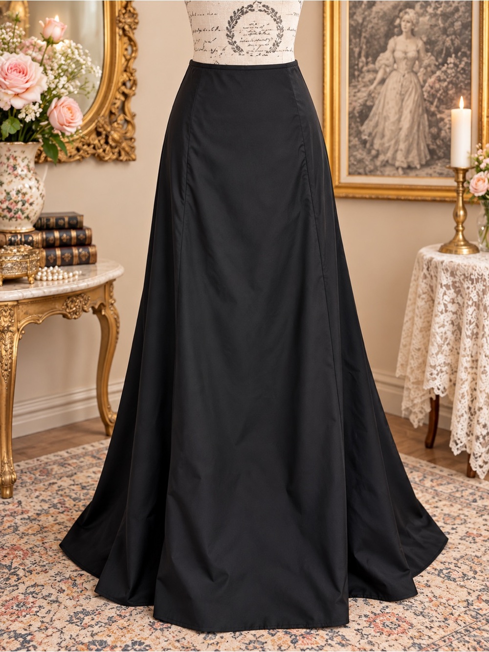 Scott McClintock Black Maxi Skirt with Flowing A-Line Silhouette and pockets